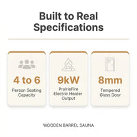 Paxton 4-6 Person Traditional Cedar Outdoor Barrel Sauna with Electric Sauna Heater, Front Porch, Sauna Rocks, Dry Heat, Steam Sauna, LED Lights, Wi-Fi Panel, Sauna Accessories — Results & Stats