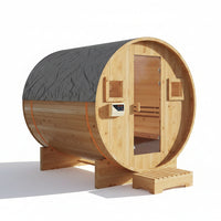 Outdoor Traditional Sauna Designed for 4-6 People, Solid Wood Barrel, 6KW Electric Heater, 220V Steam System